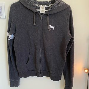 Grey PINK Zip-Up Jacket